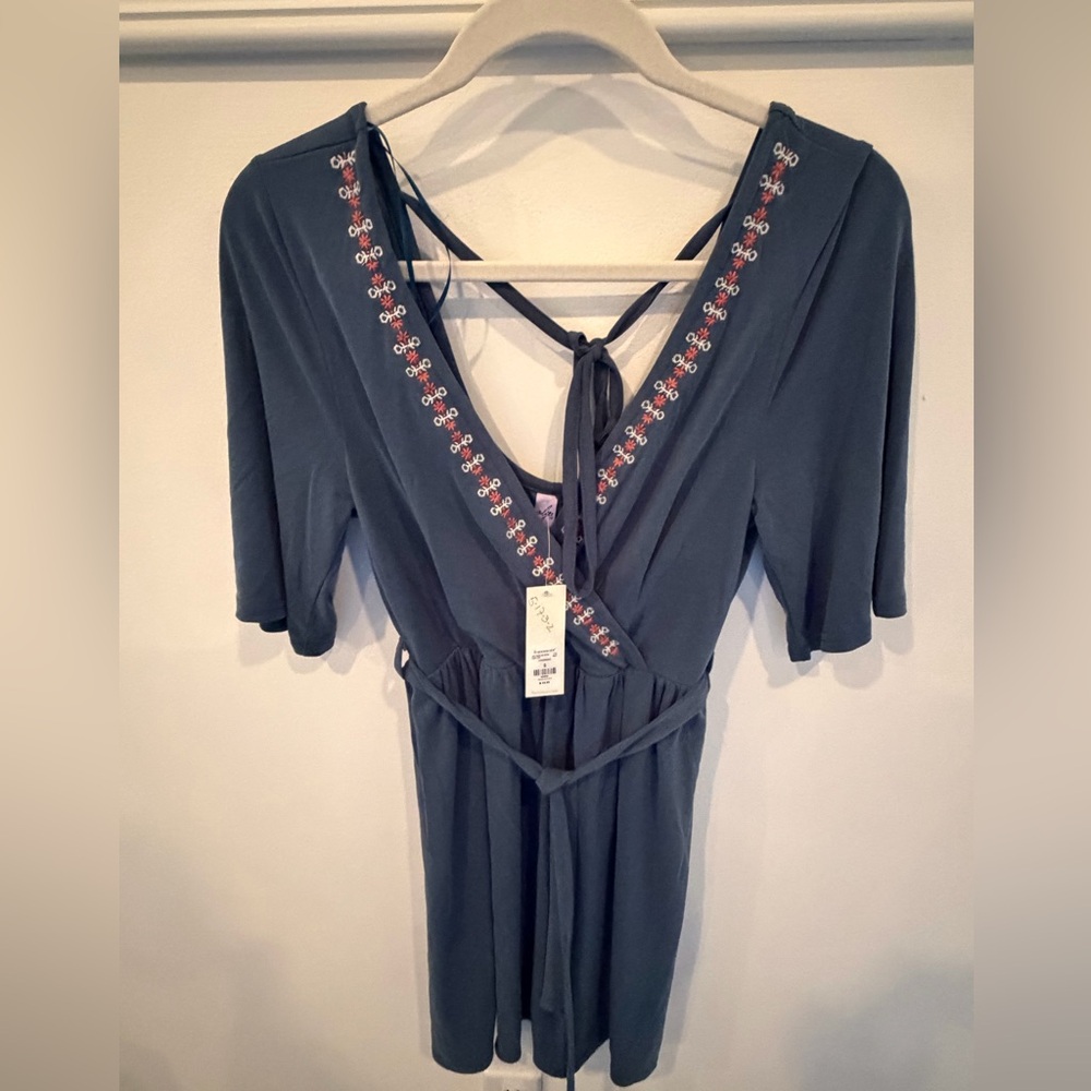 Alyx Blue Floral Embroidered Dress